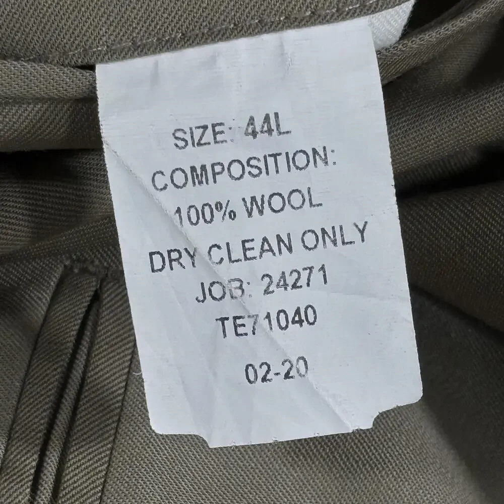 Jos A Bank Pants Mens 44L Brown Khaki 100% Wool Pleated Cuffed Dress Slacks